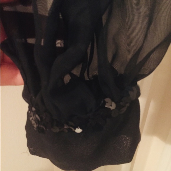 Vintage black sequin sheer blouse. - Picture 3 of 4
